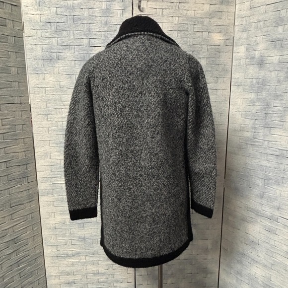 Anthropologie Textured Knit Collar Coat Black Grey Small - Picture 6 of 10